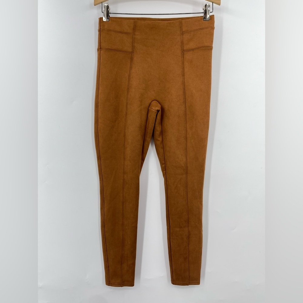 NWOT Spanx M Faux Suede Highwaist Leggings 0339 Rich Caramel medium brown - Picture 2 of 12